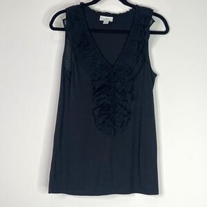 LOFT Cotton Modal Ruffle Bib Sleeveless Tank Top Women's Size Medium